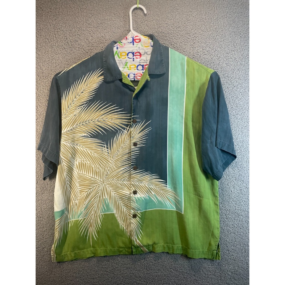 TOMMY BAHAMA Men's Size XL Short Sleeved Cotton/Silk Button Up Shirt